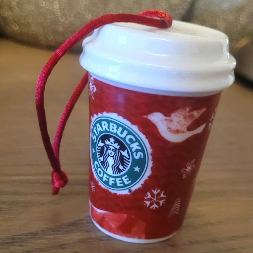 New Starbucks  Ornament Christmas  Coffee Cup 2008 Ceramic New In Box